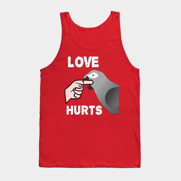 Love Hurts Timneh African Grey Parrot Biting Tank Top by Einstein Parrot